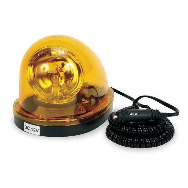 Beacon Light, Amber, Halogen, 12V DC, 130 FPM, Not Applicable Dia., Magnetic