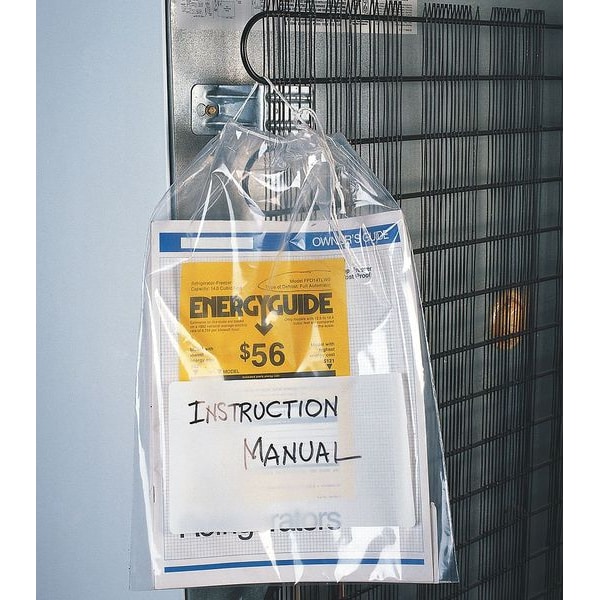Reclosable Bag, Drawstring, 12 in L, 8 in W, 1.5 mil Thick, Polypropylene, Clear