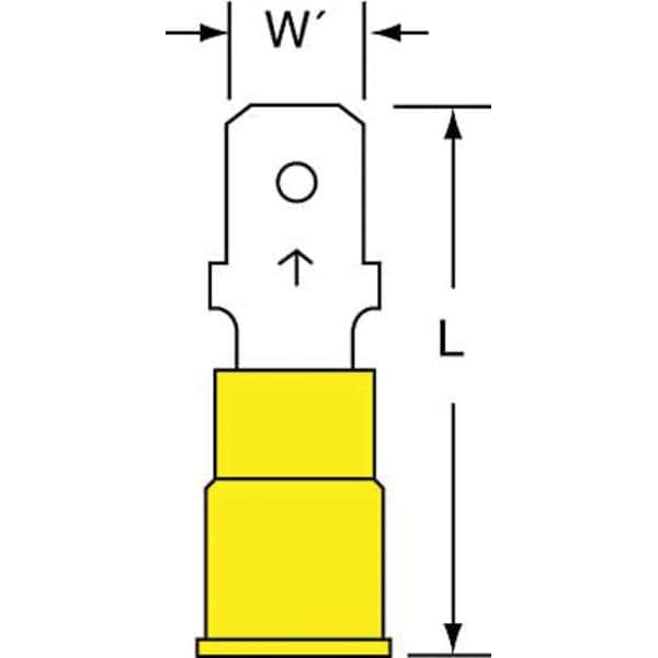 Male Disconnect, Yellow, 12-10AWG, PK500