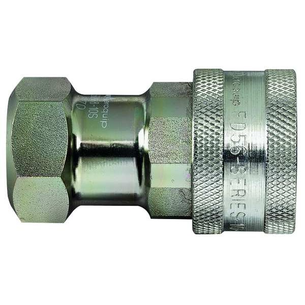 Hydraulic Quick Connect Hose Coupling, Steel Body, Sleeve Lock, 3/8"-18 Thread Size, 5600 Series