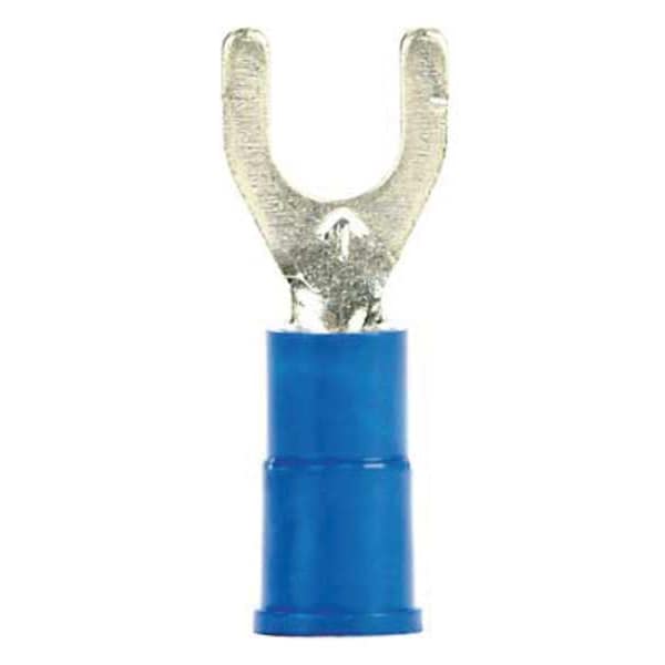 Fork Terminal, #10 Stud Size, 14 AWG, 600 V, Vinyl Insulated, Blue, Crimp Termination Only, 1000 PK