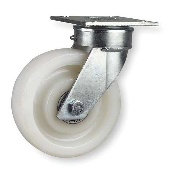 Plate Caster, Rigid, Nylon, 8 in., 2200 lb.