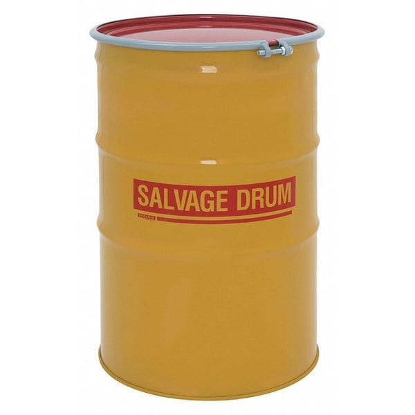 Open Head Transport Drum, Steel, 96 gal, Unlined, Yellow