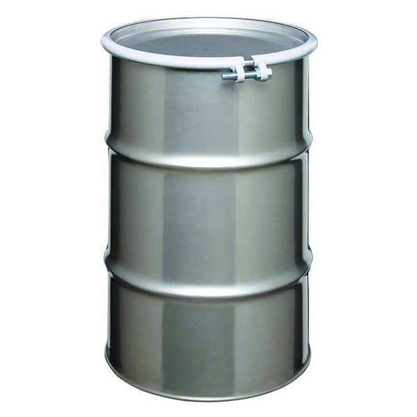 Open Head Transport Drum, 304 Stainless Steel, 20 gal, Unlined, Silver