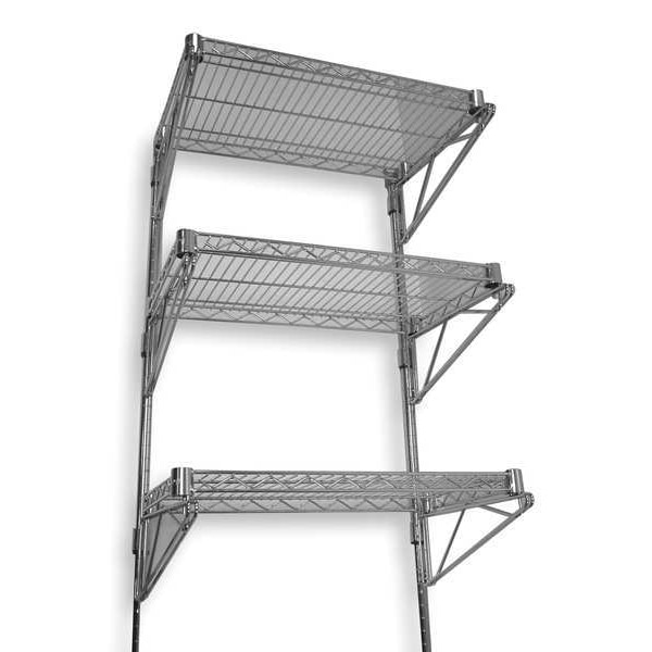 Steel Wire Wall Shelving, 18"D x 48"W x 54"H, Chrome