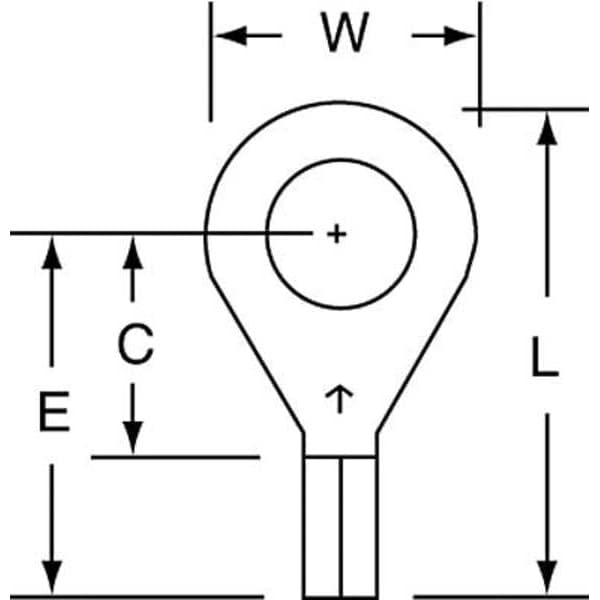 Ring Terminal, 1/4 in Stud Size, 18 AWG, 600 V, Bare Insulated, Bare, Crimp Termination Only