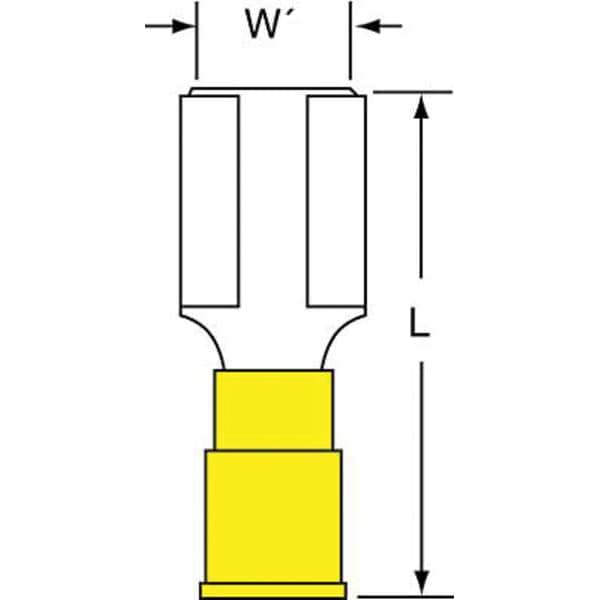 Female Disconnect, Yellow, 12-10AWG, PK500