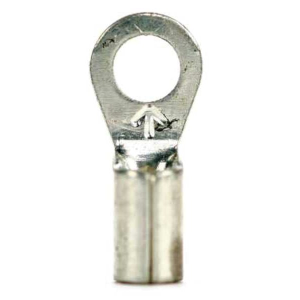 Ring Terminal, #6 Stud Size, 14 AWG, 600 V, Bare Insulated, Bare, Crimp Termination Only, 1000 PK