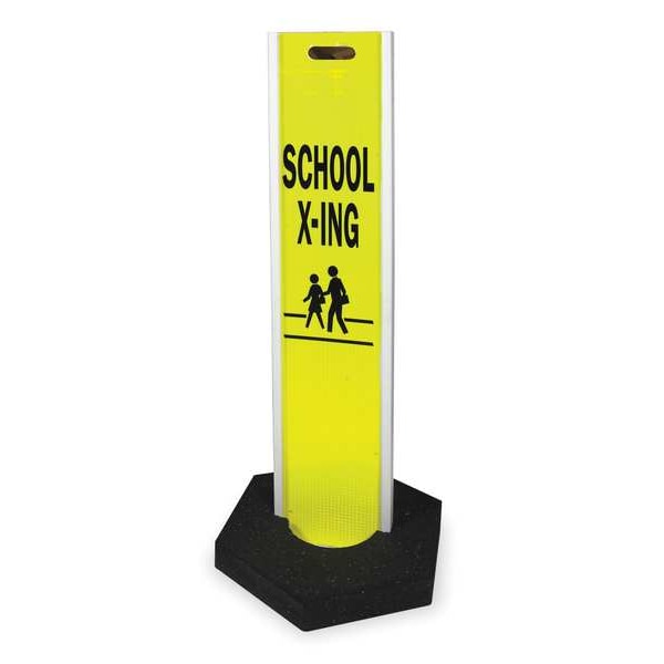 Barricade, Polypropylene, High Intensity Prismatic, 48 in Height, 8 in Length, 24 lb, Lime/White