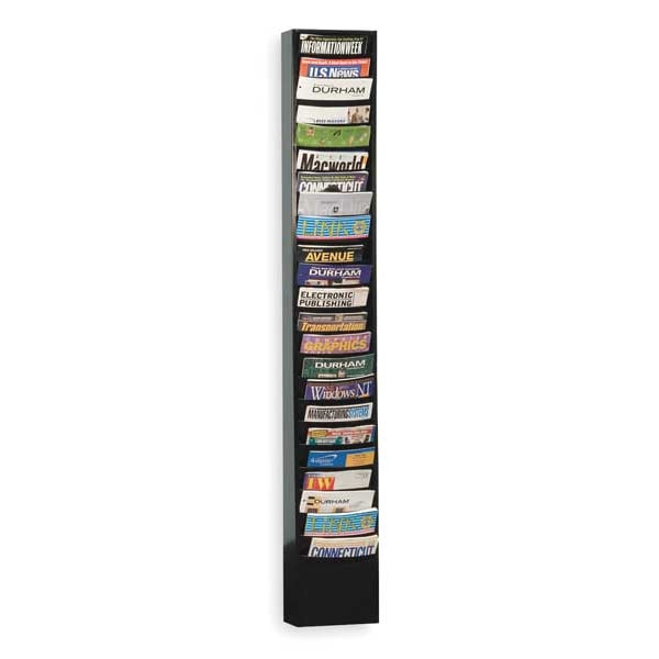 Literature Rack 20 Compartments, 13-1/8"W x 4"D Black