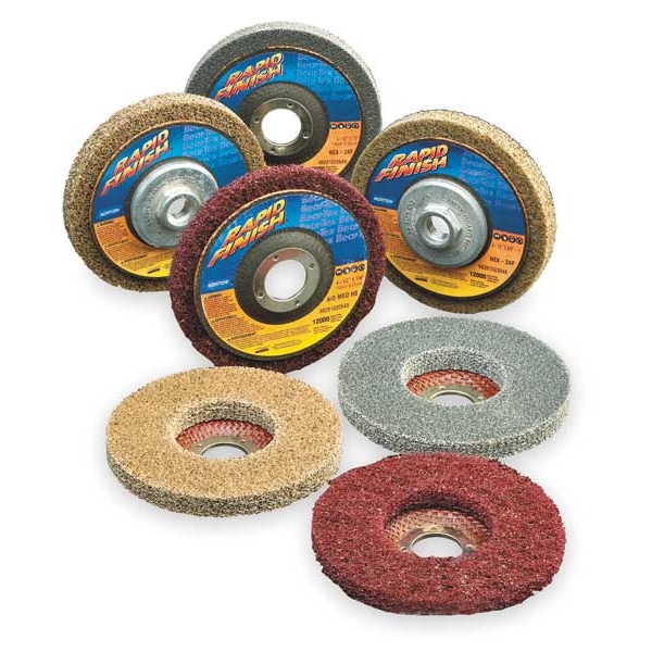 Non-Woven Depressed Center Disc, Type 27, 4 1/2 in Dia, 1/2 in Thick, 7/8 in Arbor Hole Size