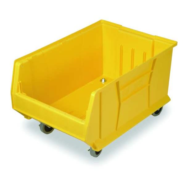 Mobile Storage Bin, Polypropylene/Polyethylene, Yellow, 11 in H, 16 1/2 in W, 29 7/8 in L