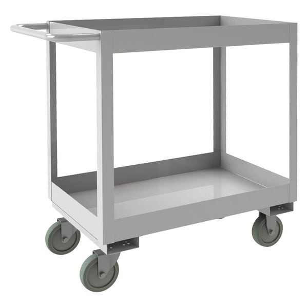 Corrosion-Resistant Utility Cart with Deep Lipped Metal Shelves, Stainless Steel, 2 Shelves
