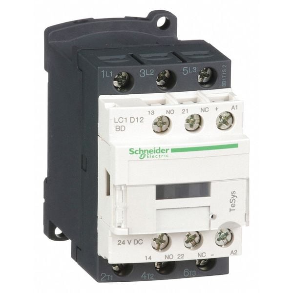IEC Magnetic Contactor, 1NC/1NO, 24V DC, 3 P, Non-Reversing, Screw Clamp