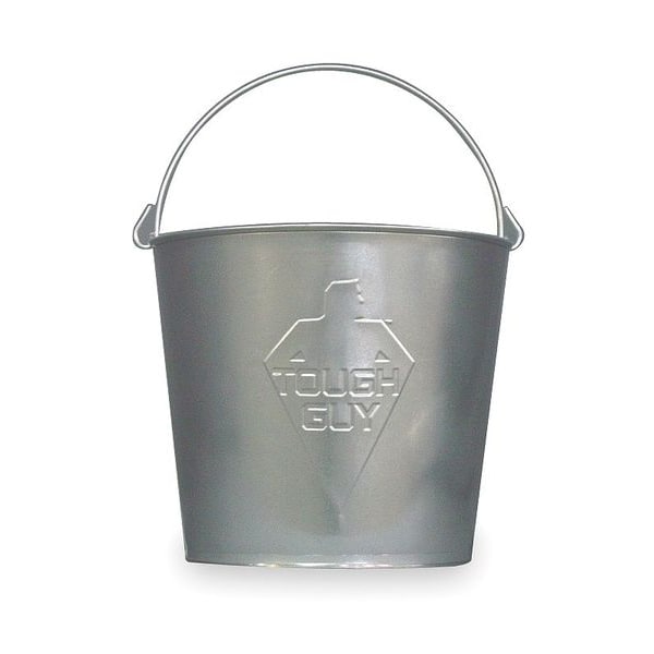 3 1/2 gal Round Bucket, 11 in H, 11 13/64 in Dia, Silver, Galvanized Steel