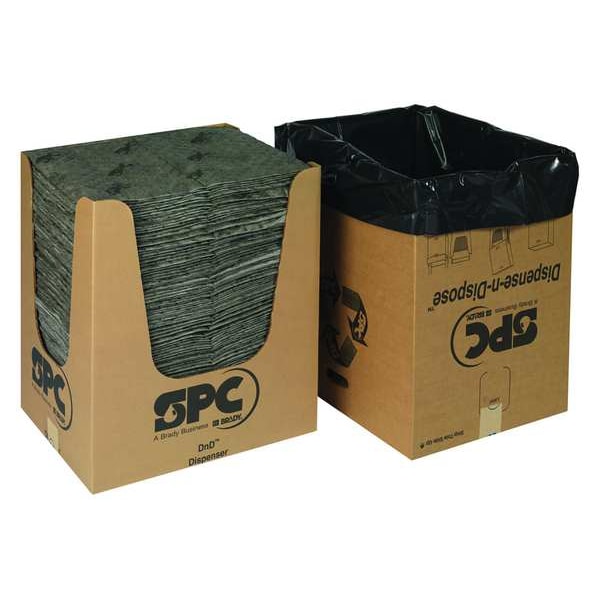 Sorbent Pad, 39 gal, 15 in x 19 in, Universal, Gray, 150 PK