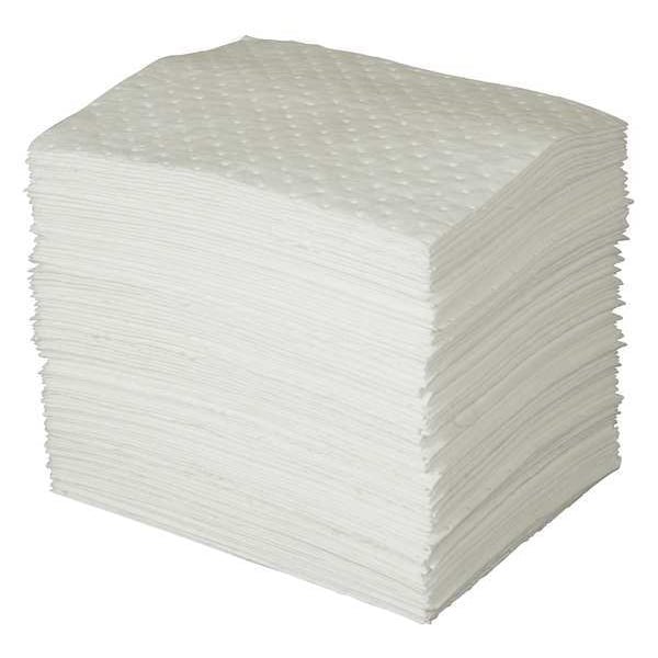 Sorbent Pad, 35 gal, 15 in x 19 in, Oil, White, 100 PK