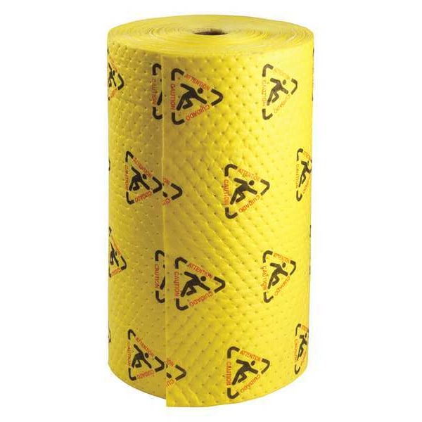 Sorbent Roll, 40 gal, 30 in x 150 ft, Harsh Chemicals, Black, Red, Yellow, Polypropylene