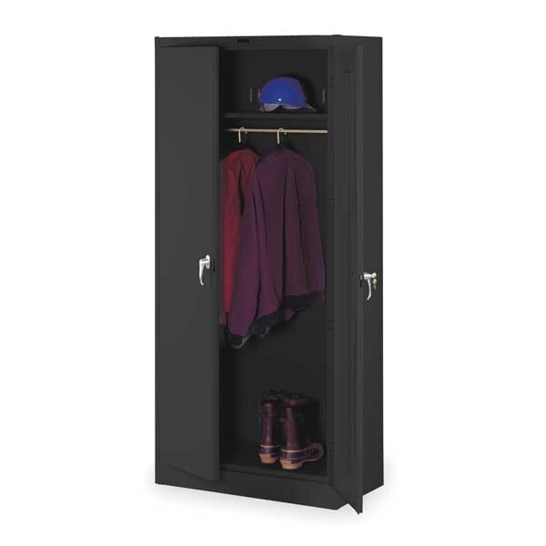 Wardrobe Storage Cabinet, 78 in H, 36 in W, Swing, Keyed, Black, 2 Shelves, 0 Drawers