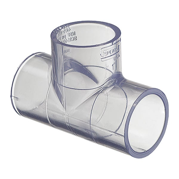 PVC Tee, Solvent x Solvent x Solvent, 1-1/2 in Pipe Size