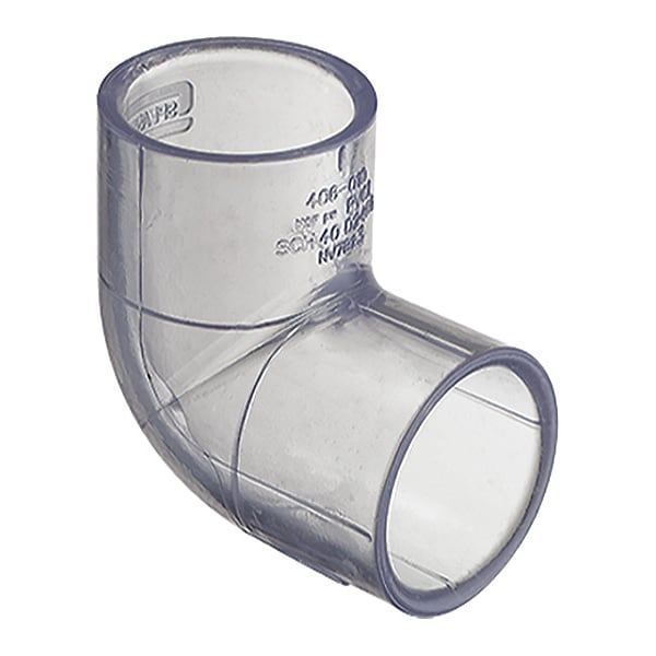 PVC Elbow, 90 Degrees, Solvent x Solvent, 1 in Pipe Size