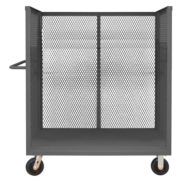 14 ga. Steel 3 Sided Mesh Stock Cart 3600 lb. Capacity, 66-1/2"L x 30-3/8"W x 56-7/16"H