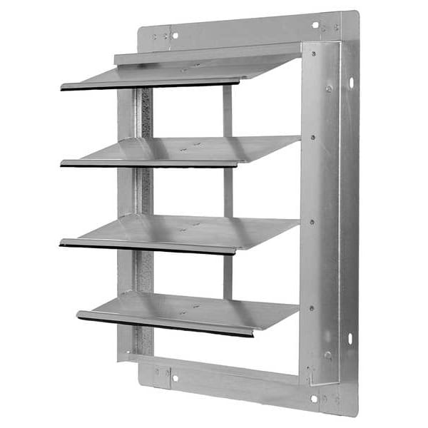 Aluminum Wall Backdraft Dampr For 12 in Fan, Single Panel, 15 in H-W, 6 in L