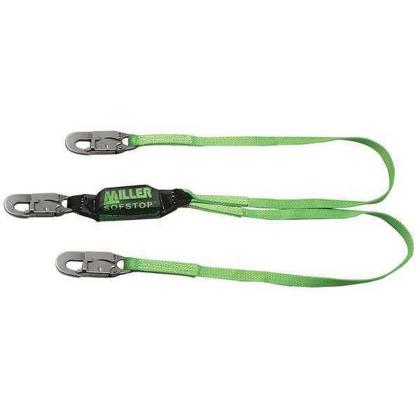 HP(TM) Shock Absorbing Lanyard, 3 ft. Length, Snap Hook, Steel, 2 Leg(s), 310 lb. Weight Capacity