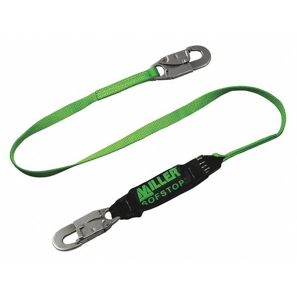 HP(TM) Shock Absorbing Lanyard, 6 ft. Length, Snap Hook, Steel, 1 Leg(s), 310 lb. Weight Capacity