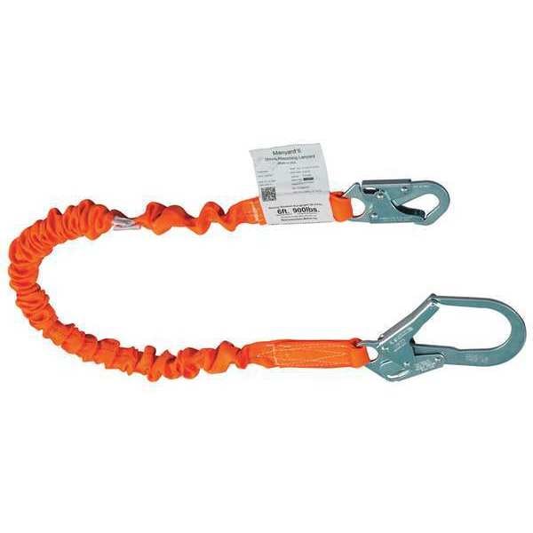 Titan(TM) Stretchable Shock Absorbing Lanyard, 6 ft. Length, Snap Hook, Steel, 1 Leg(s)