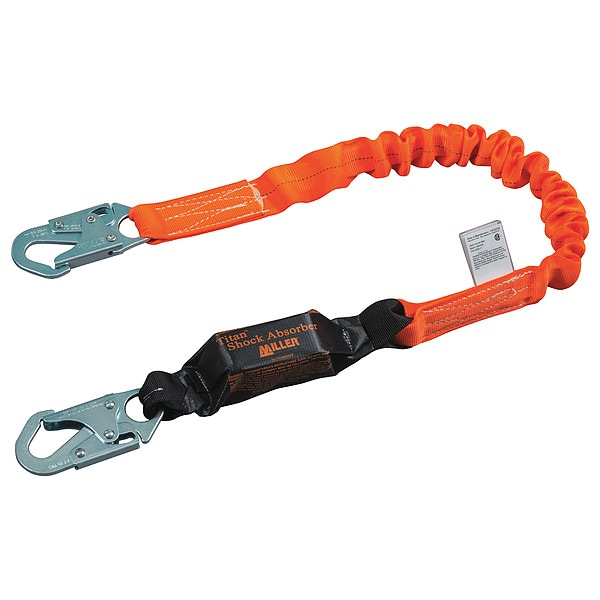 Titan(TM) Shock Absorbing Lanyard, 6 ft. Length, Snap Hook, Steel, 2 Leg(s), 310 lb. Weight Capacity