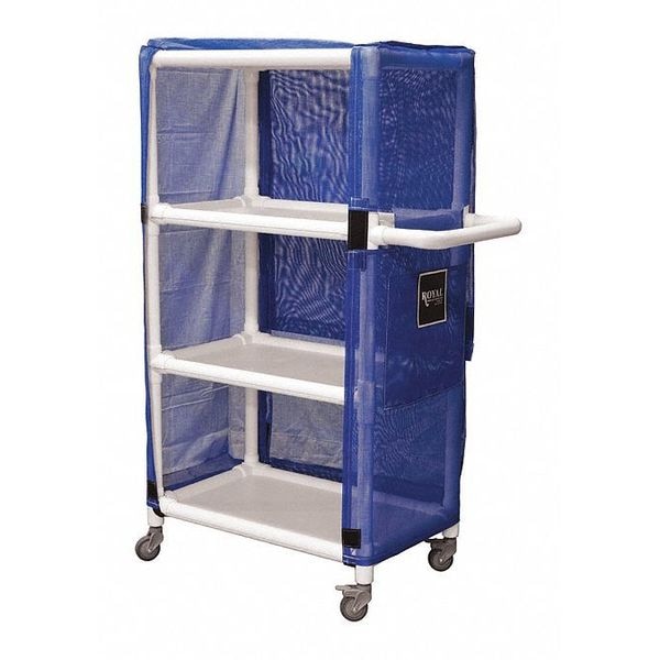 PVC Cart, 42", 3 Shlf, Blue Mesh