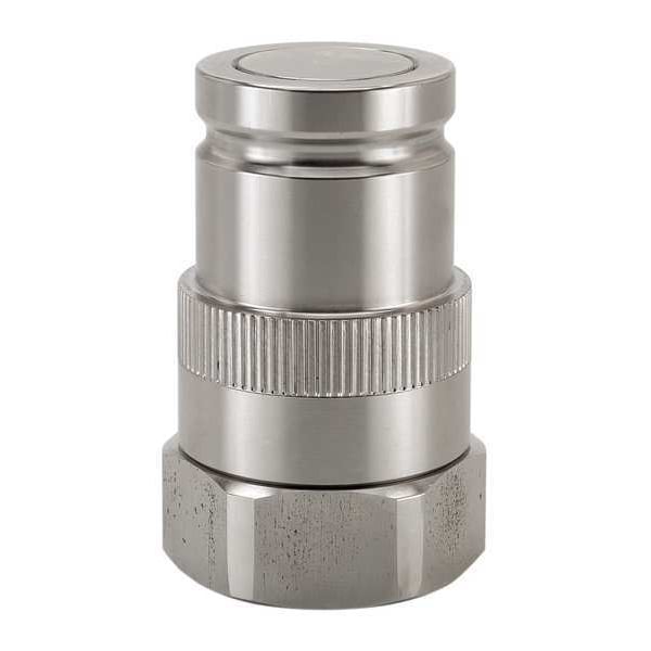 Hydraulic Quick Connect Hose Coupling, 316 Stainless Steel Body, Ball Lock, 3/4"-14 Thread Size