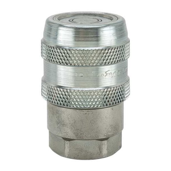 Hydraulic Quick Connect Hose Coupling, Steel Body, Push-to-Connect Lock, 7/16"-20 Thread Size