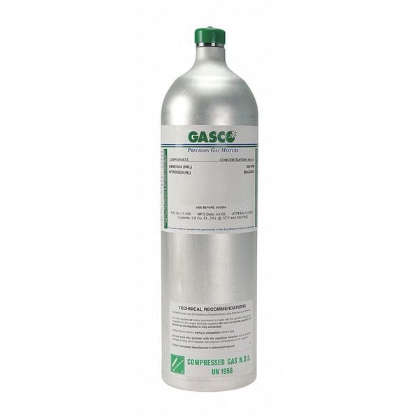 Calibration Gas, Air, Hydrogen Sulfide, 74 L, C-10 (5/8 in UNF) Connection, +/-5% Accuracy
