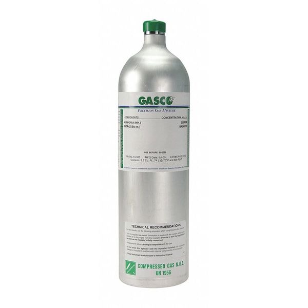 Calibration Gas, Air, Ammonia, 74 L, C-10 (5/8 in UNF) Connection, +/-5% Accuracy