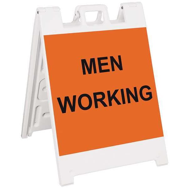 Barricade Sign, Plastic, Engineer, 36 in Height, 3 in Length, 17 lb, White