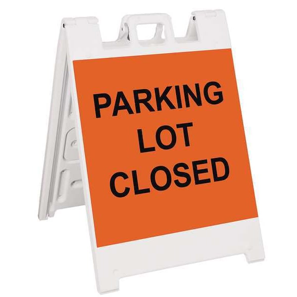 Barricade Sign, Plastic, Engineer, 36 in Height, 3 in Length, 17 lb, White