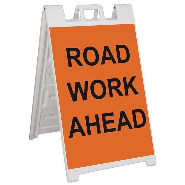 Barricade Sign, Plastic, Engineer, 45 in Height, 3 in Length, 18 lb, White
