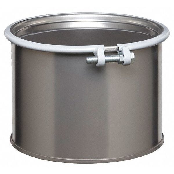 Open Head Transport Drum, 304 Stainless Steel, 5 gal, Unlined, Silver