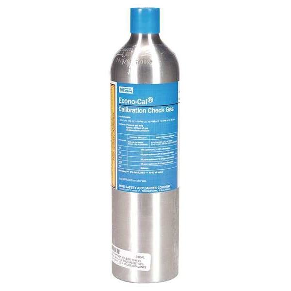 Calibration Gas, Carbon Monoxide, Hydrogen Sulfide, Methane, Nitrogen, Oxygen, Sulfer Dioxide, 34 L