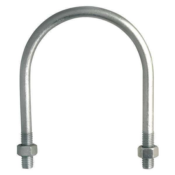 Round U-Bolt, 5/16"-18, 3 in W, 3 11/16 in H, Hot Dipped Galvanized Steel, 10 PK