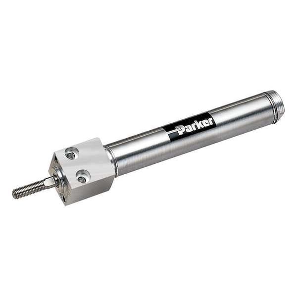 Air Cylinder, 7/16 in Bore, 3 in Stroke, Round Body Single Acting, Stainless Steel .