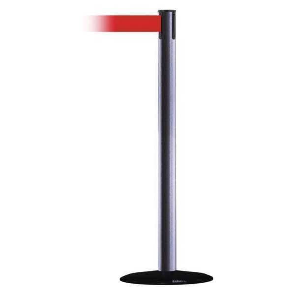 Barrier Post with Belt, Hammertone Gray, 13 ft Length, 38 in Post Height, No Legend