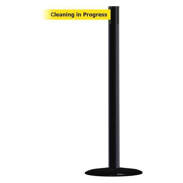 Barrier Post with Belt, Black, 7 1/2 ft Length, 38 in Post Height, Cleaning in Progress