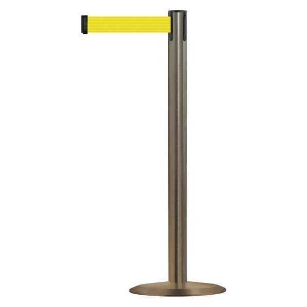 Barrier Post with Belt, 7 1/2 ft Length, 38 in Post Height, No Legend, Satin Stainless Steel