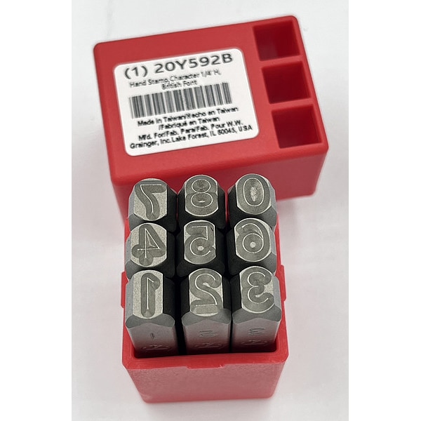 Hand Stamp, 1/4 In, Number Set