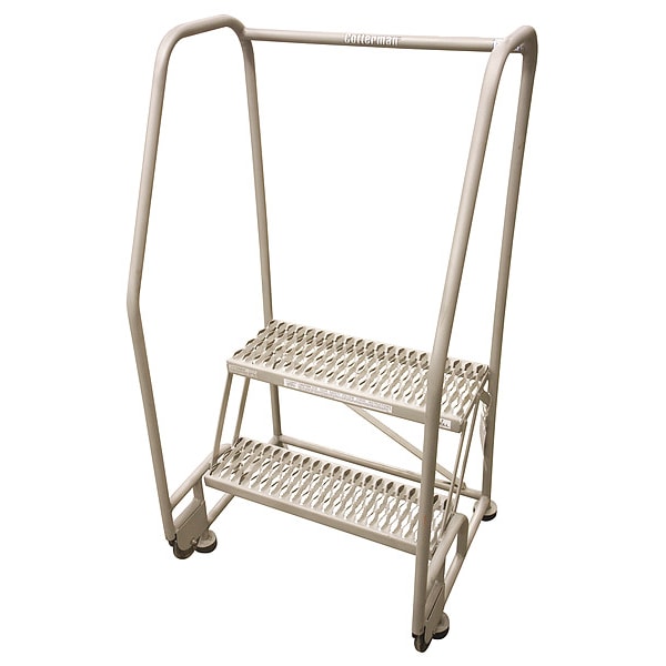 50 in H Stainless Steel Tilt and Roll Ladder, 2 Steps, 450 lb Load Capacity