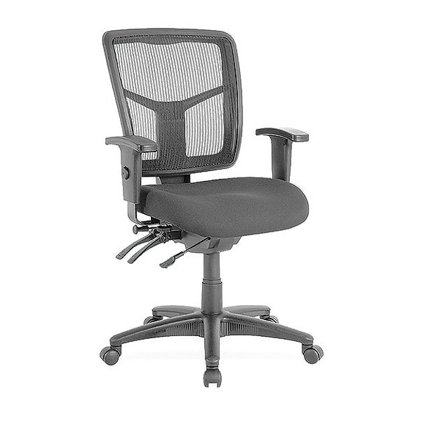 Managerial Chair Lorell Mid-Back Desk Chair, Adjustable Arms, 18" to 21.66" Height, Fabric, Black