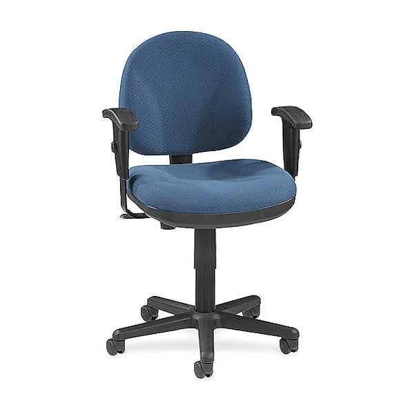 Task Chair, 17.30" to 22.40", Adjustable Arms, Blue